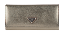 Prada Saffiano Continental Wallet, Leather, Gold, B/AC, 4*